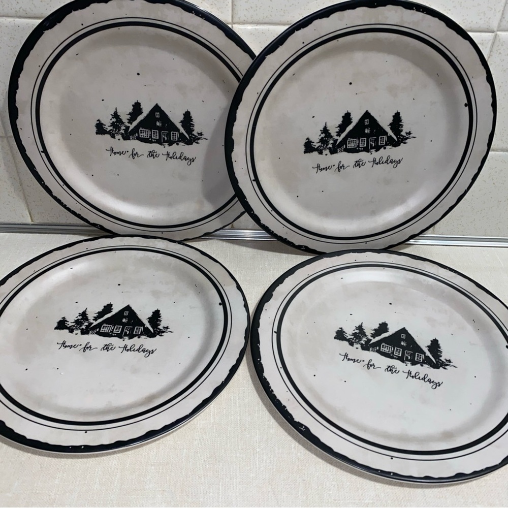 Ragon‎ House Home For The Holidays Melamine Plate Set Of 4 Christmas